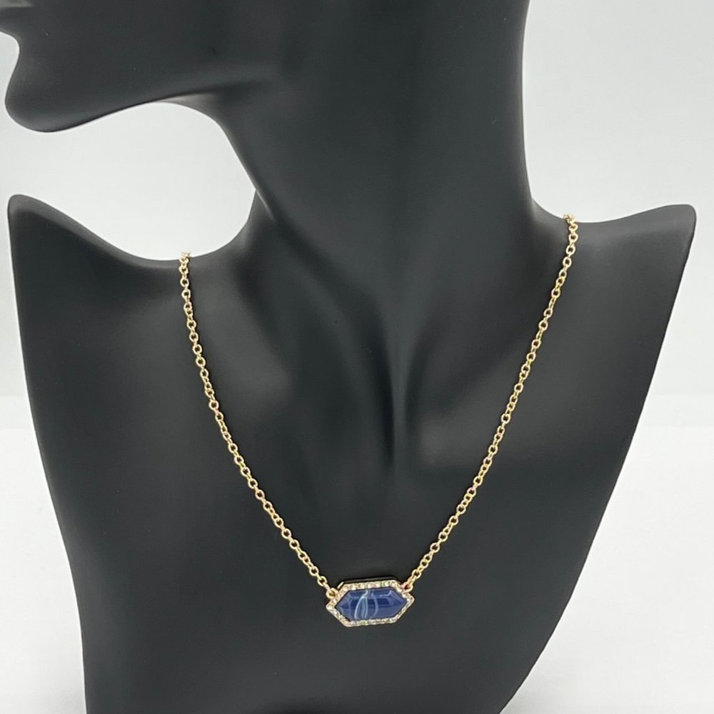 Swarovski Crystal Element Blue Stone on a Gold toned Necklace